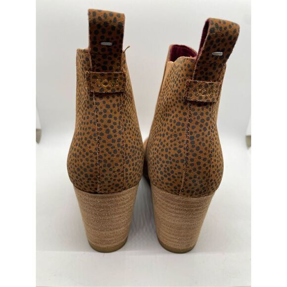 New TOMS Desert Tan Leopard Suede Kelsy Bootie 10014153 Wedge Comfort Sz 10 - Picture 5 of 11